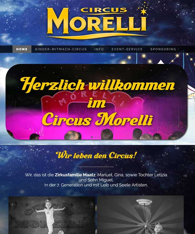 Werbeagentur Hannover: Individuelles Webdesign für Kindezirkus Morelli